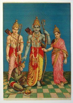 インド人 Painting - インドのラム・ラックスマン・シータとハヌマーン